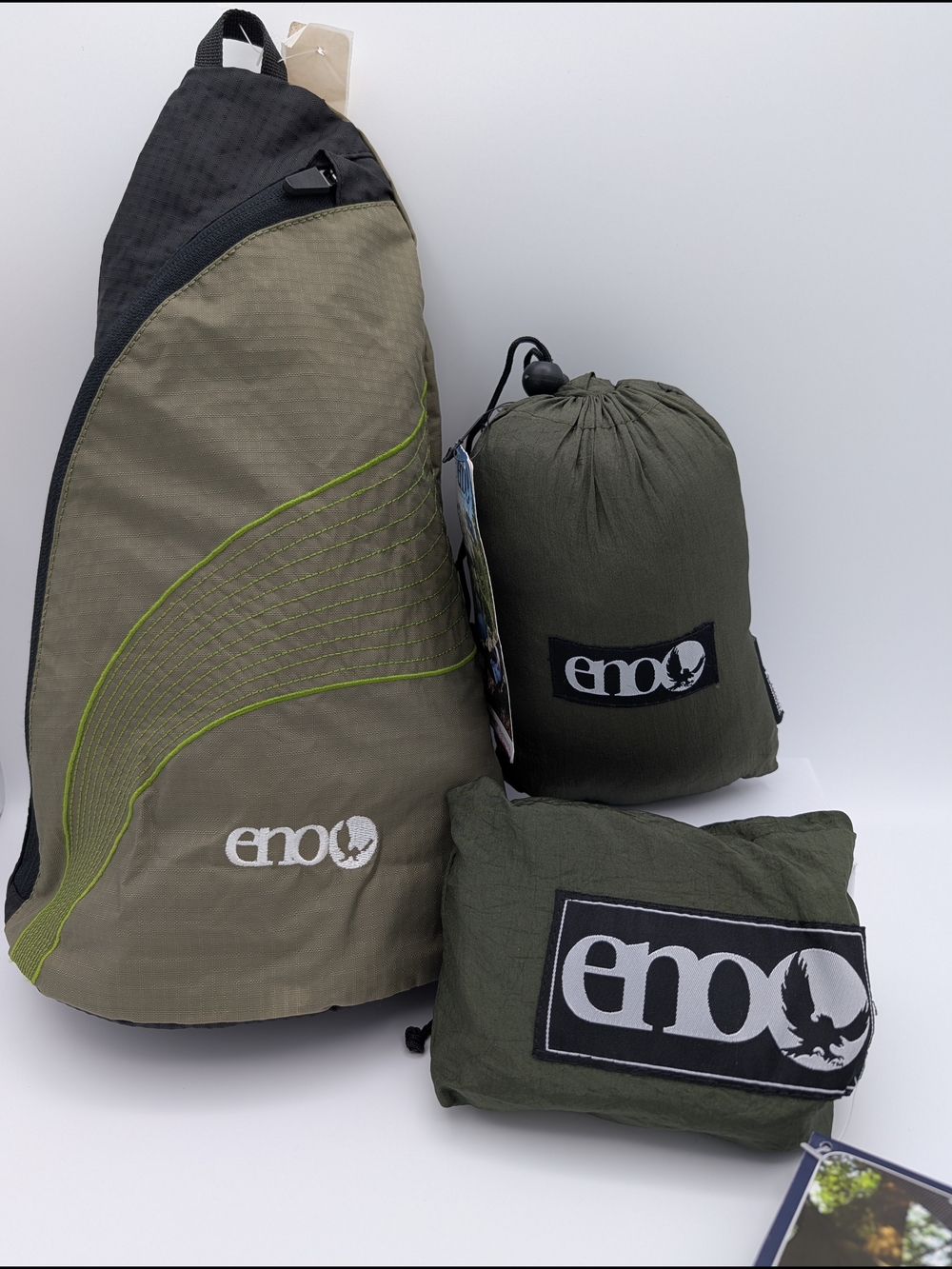 ENO Green Sportsman Hammock & SlapStrap Pro Hammock Suspension System+ Bag NWT